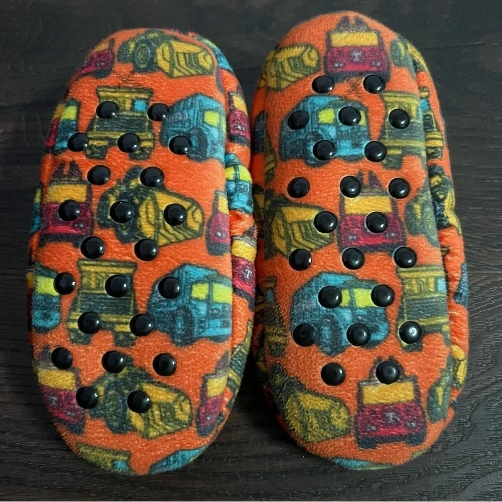 Kids Construction Orange Vehicle Slippers Toddler Size 9-10